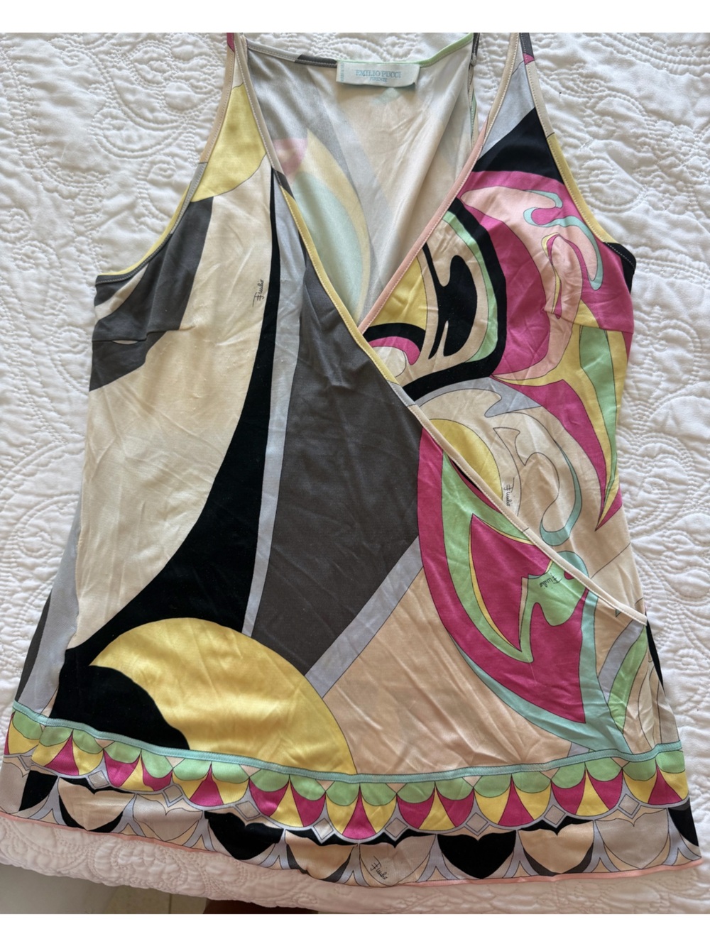 Emilio Pucci Multicolor Abstract Print Silk Tank Top